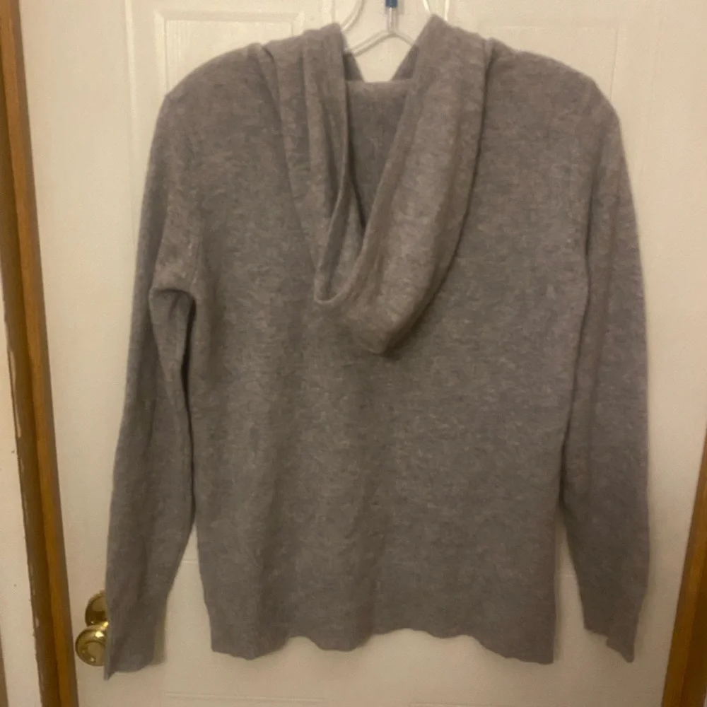 Saks Fifth Avenue Heather Gray Hooded Cashmere Sweater